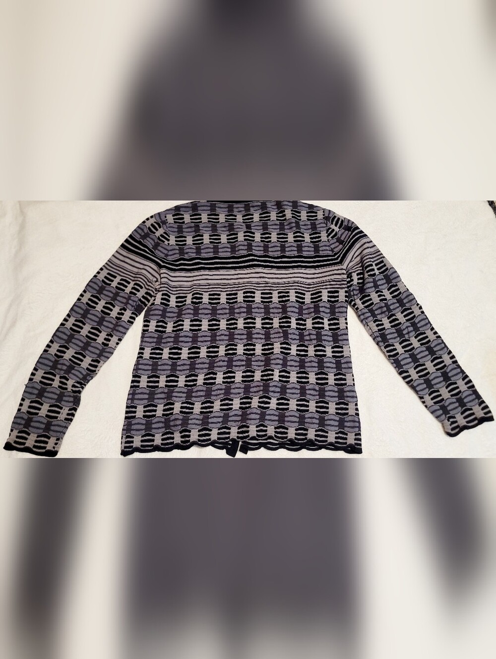 PENDLETON Rayon/Nylon Button Down Sweater Womens Size Med Black & Grey - Picture 9 of 10